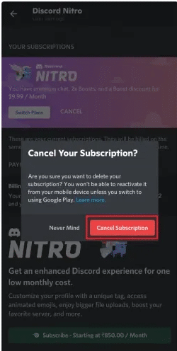 Cancel Subscription