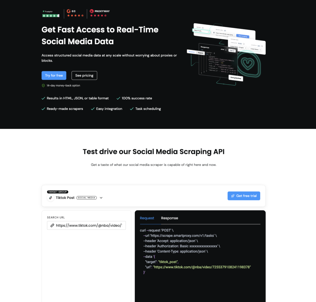 Social Media Scraping API by Smartproxy